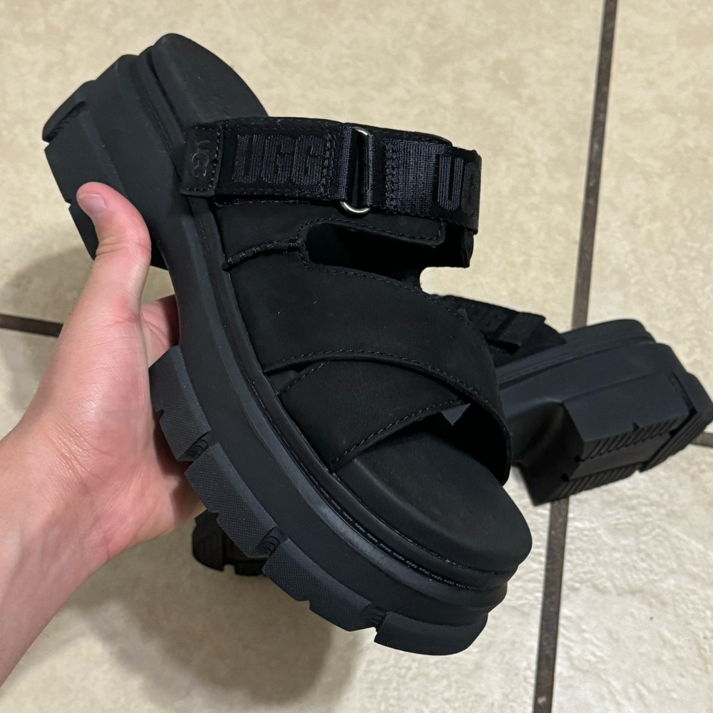UGG Black Chunky Slide Sandals